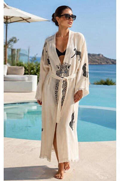 violet storee Muslin Cotton Kaftan Bathrobe, Beach, Pool Summer, Winter Hoode...