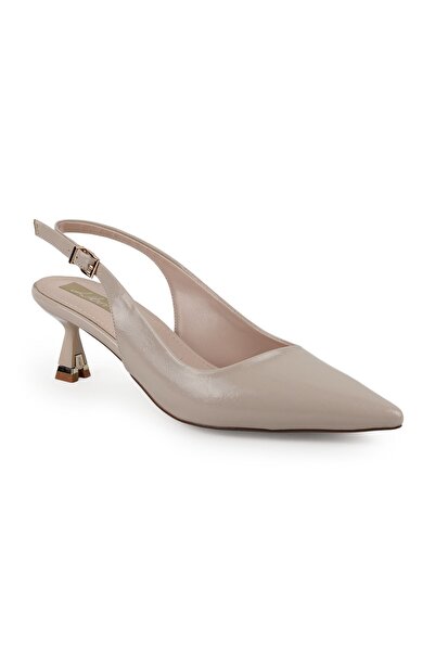 Libero Women's Patent Leather Heeled Shoes Pointed Toe Special Design Short H...
