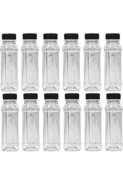 ARTC 12Pcs Plastic Juice Bottles Clear With Caps Milk Bottle Water Bottles- 3...