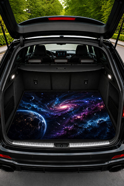 Dormot Galaksi Uzay Temalı Bagaj Halısı 100x80 cm Universal Araç Bagaj Matı D...