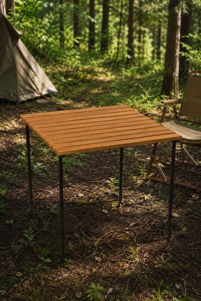 WOODENSA Çok Amaçlı Ayakları Çıkan Kamp, Piknik Masası Çantalı Kiraz 60x60x50