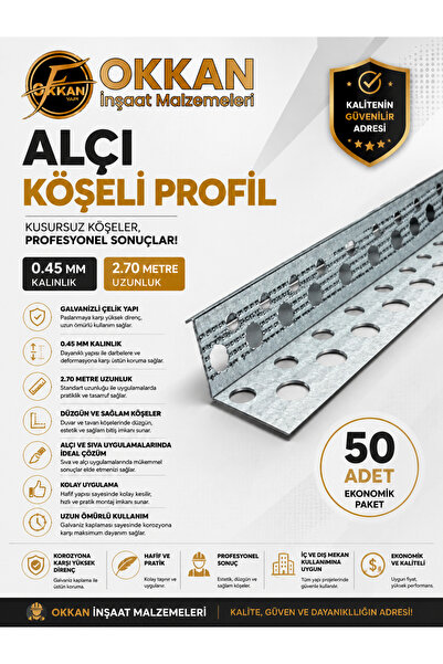 GNC ALÇI KÖŞE PROFİLİ 0.45 MM 2.70 MT 50 Adet