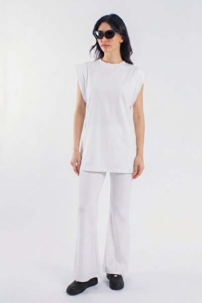 byözlemyazan Loose Fit Long Women's T-Shirt with Shoulder Detail