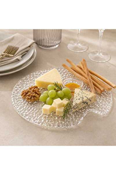 Dekorsende Embossed Glass Presentation Plate Transparent