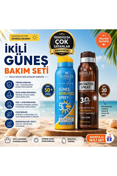 bs bubbles Güneş Koruyucu Sprey Yüksek Koruma 50 Spf ve Yoğun Bronzlaştırıcı ...