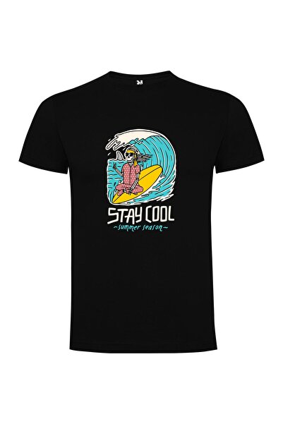 iLovePrints Surfer Skeleton Summer Vibes Tshirt