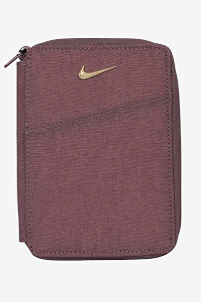 Nike Gold Metal Logo Dusty Rose Zippered Travel Wallet and Passport Holder / ...