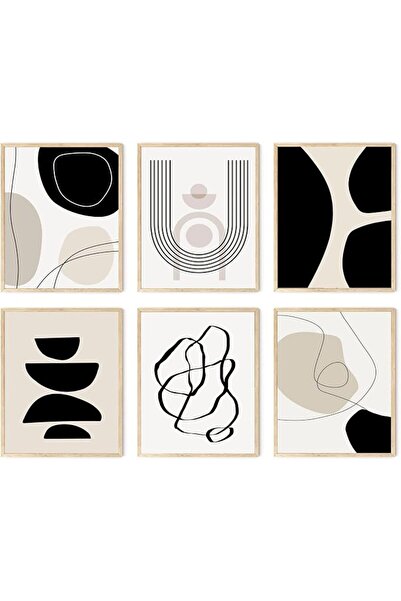 ESSESORIES Abstract Boho 6 Minimalist Geometric Black Aesthetic Poster Wall A...