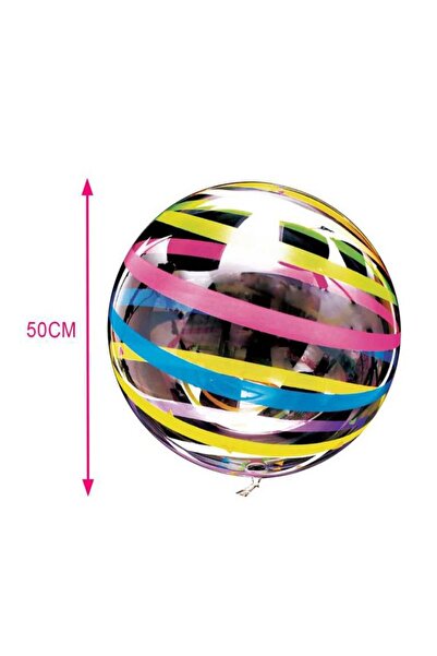 MP Mirific Party Balon Bobo transparent cu dungi multicolore, 50cm
