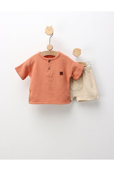 MiniKids Set lejer de vara din muselina, Cool Boy, caramiziu
