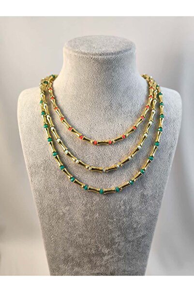 Wzen Collection İnce Cevher, Taşlı Çelik Kolye