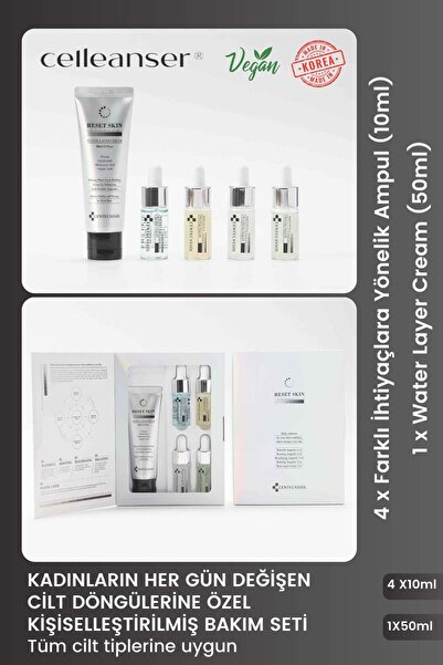 centecassol Reset Skin Kit 5'li Kore Cilt Bakım Seti Ampul ve Nemlendirici Kr...