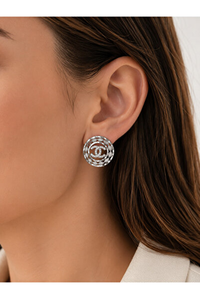 ANKA JEWELLRY Women's Steel Zircon Stone Silver Color Round Design Earrings