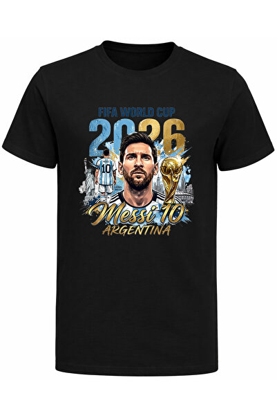Efendioğlu Design تيشيرت قطني مطبوع عليه كأس العالم 2026 ميسي 10 الأرجنتين