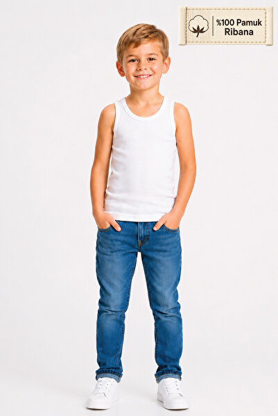 biyokids Erkek Çocuk Atlet 5’li Paket %100 Pamuk Ribana