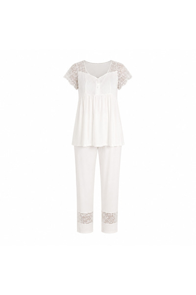 Generic Maternity Pajama Set – Soft &amp; Elegant with Lace Details