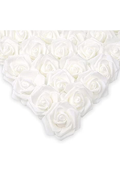 choice2 50Pcs White 30/50Pcs Artificial Bridal Bouquet Foam Rose Flower Head ...