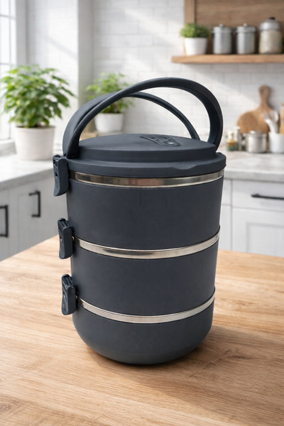 BERMİRA Home Collection 3 Katlı Sızdırmaz Yemek Termosu Modern Sefer Tası 1,8...