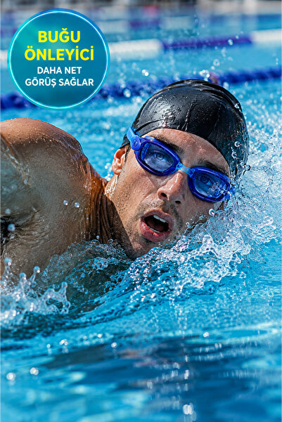 MEDUSHOP Anti-Fog Swimming Goggles with Uv Protection Blue Adjustable Profess...