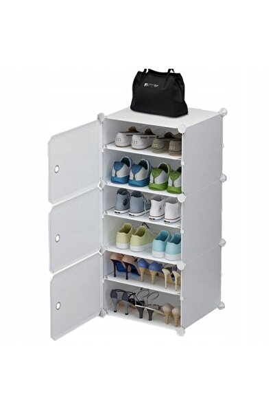 Rebiko Dulap pentru pantofi, dulap modular, garderobă, alb, raft modern