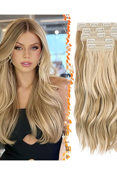 Dotail Set de extensii de păr din 5 piese, 50 cm, cu clips, drepte, volum mar...