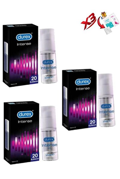 Durex İntense +20 Kullanımlık 10 ml Uyarıcı Jel x 3 ad.+ Prezervatif+Hijyen M...