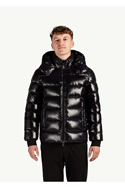Alaska Reserve Geacă de puf Nero cu glugă detașabilă și strat exterior din na...
