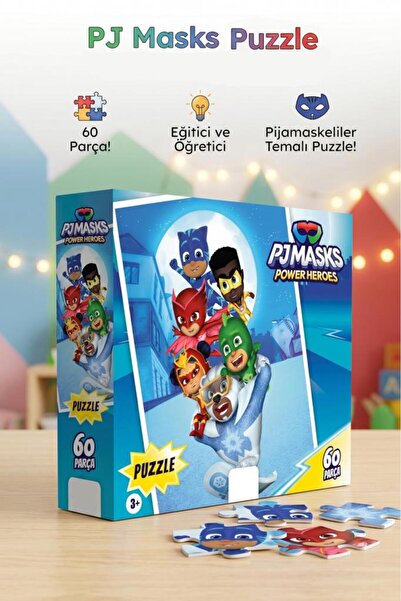 Tıfıl Toys Pijamaskeliler 60 Parça Çocuk Puzzle Eğitici ve Öğretici Figür Kar...