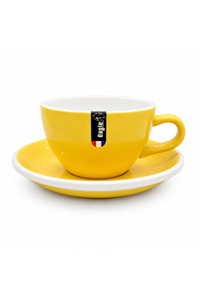 Black Eagle كوب قهوة مع صحن اصفر