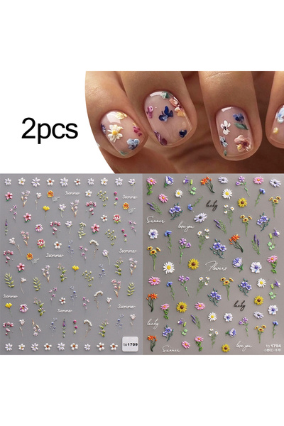 Choice1 2pcs to-1709 1794 1/2pcs 5D Engraved Flowers 3D Nail Art Stickers Wil...