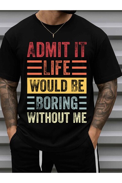NOURAM تي شيرت رجالي مضحك بطبعة "Admit It Life" - قميص قطني 100% بوزن 180 جرا...
