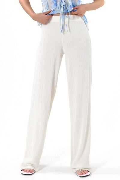 Hiccup Busem High Waist Straight Leg Crepe Trousers