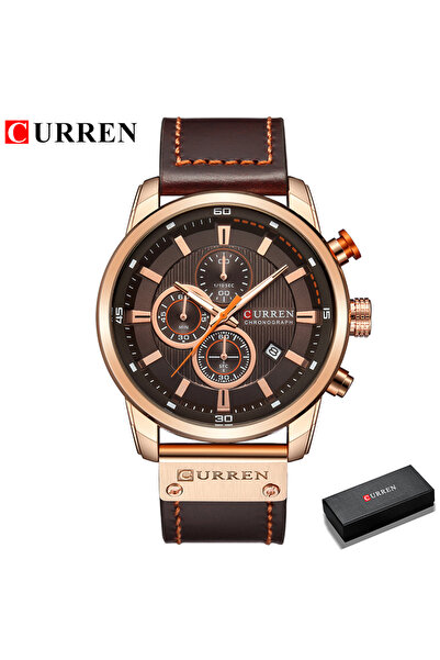 Choice1 ساعة كورين روز كوفي بوكس CURREN 8291 للرجال كوارتز كرونوغراف كاجوال م...