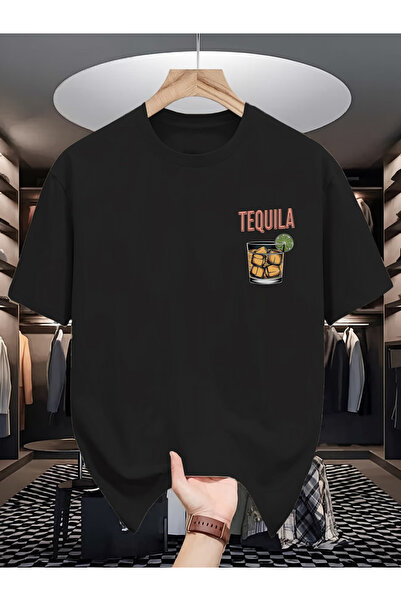 NOURAM قميص NT TEQUILA بطباعة حروف، قميص عصري بأكمام قصيرة مناسب للربيع والصي...