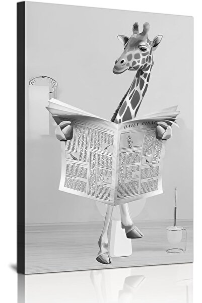 OEM Tablou Canvas Decorativ Girafă Alb-Negru Poster 60x90 cm
