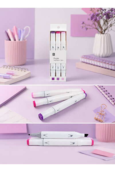 Midi Purple Highlighter Pen Set - 3 Pieces