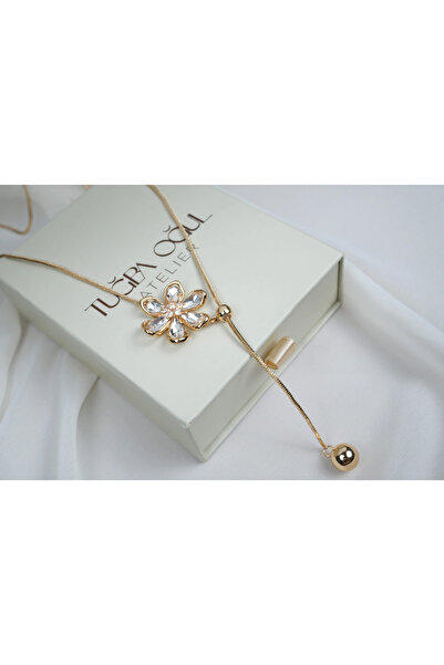 ATELİER TUĞBA Kol583 Elevator Flower Detail Y Necklace