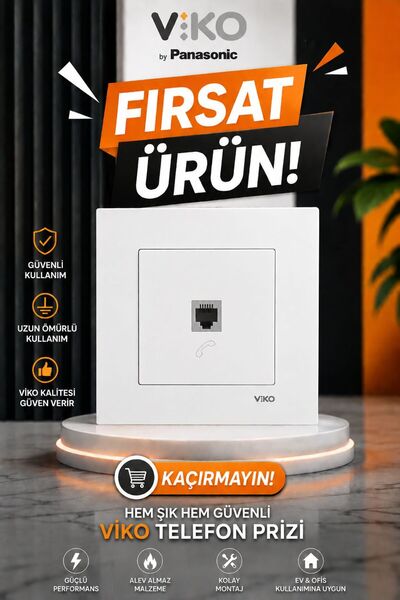 VİKO KARRE TELEFON PRİZİ - ÇERÇEVE DAHİL