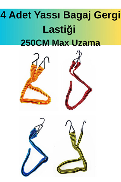 Empressco 250cm Uzar-4 Adet Yassı Tip Bagaj Lastik - 85-90 Cm Demir Kancalı (Karışık Renk) - Fiyatı, Yorumları