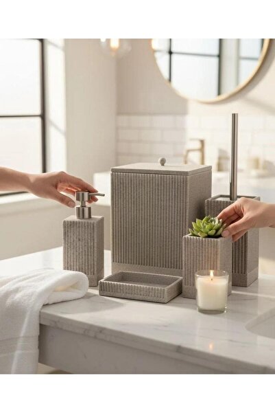 ACAR LADUREE COLLECTION GRİ 5 PARÇA BANYO SETİ