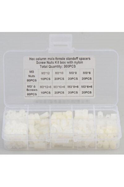 Generic طقم تثبيت نايلون أبيض M3 متنوع 300 قطعة