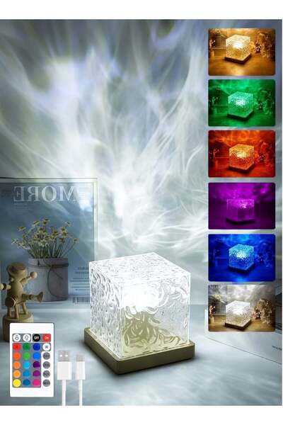 Lesha 16 Colors Water Ripple Night Light, Romantic Table Lamp Gift Starry Sky...