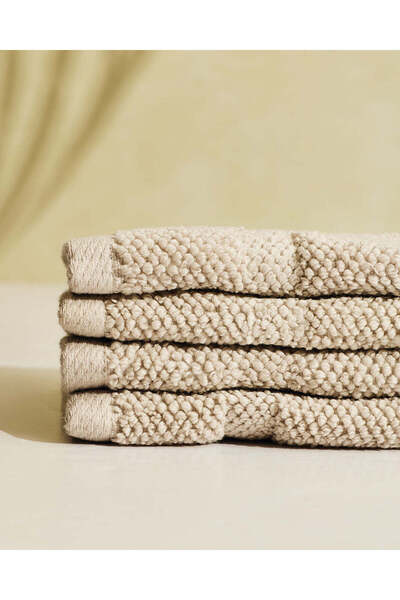 REDTAG Grey Textured Cotton Face Towel Set (4 Piece)