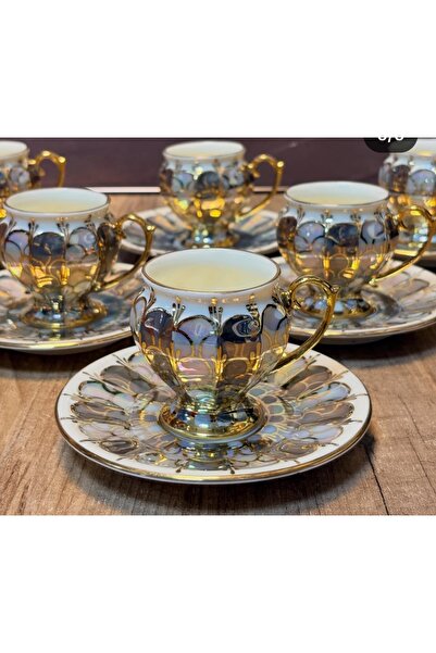 BY.RAYKA PORSELEN El Dekor Malina Fresh Porcelain Hand-Painted 6-Piece Cup Set