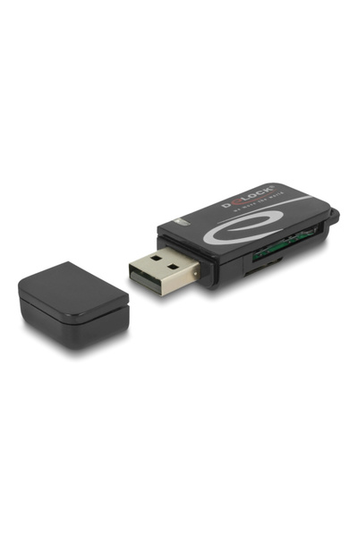 DELOCK Αναγνώστης καρτών 91602 για SD & micro SD, USB, 480Mbps, μαύρο