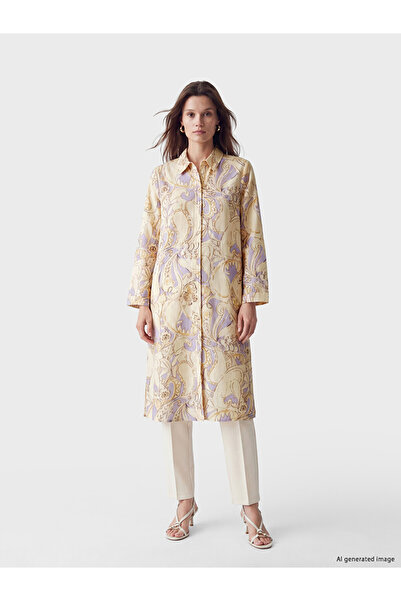 LC Waikiki Ecru Patterned Poplin Women's Shirt Tunic