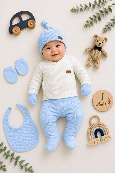 Sitilin Baby Boy 5-Piece Hospital Discharge Set 100% Cotton Newborn Bodysuit ...