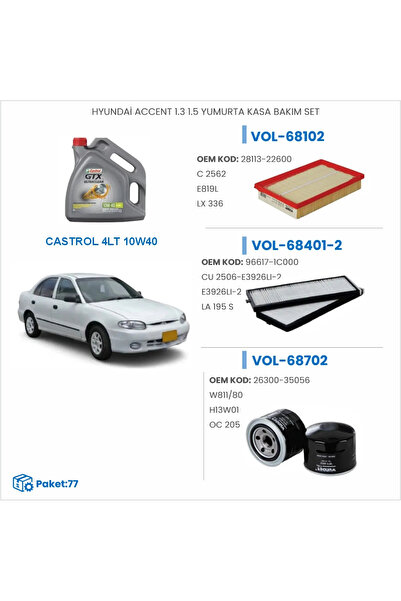 Hyundai / Kia HYUNDAİ ACCENT 1.3 1.5 YUMURTA KASA BAKIM SETİ
