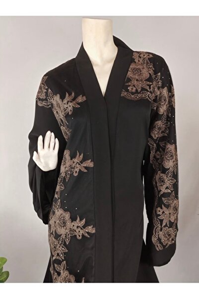 Asiana Elegant Abaya with Brown Embroidery and Flowing, Generous Fit