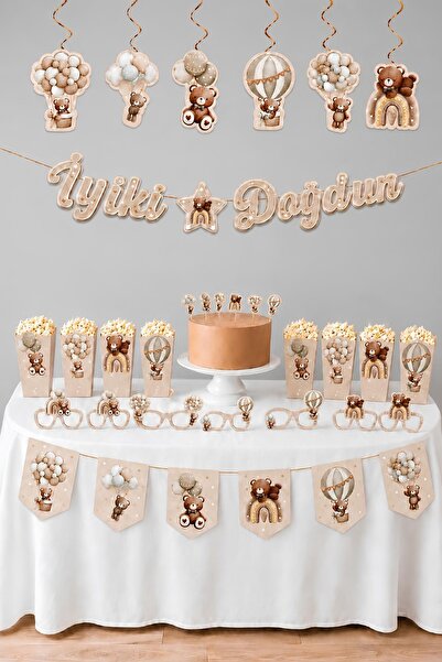 Patladı Gitti Ayıcık Temalı Doğum Günü Parti Seti– Banner, Tavan Süsü, Gözlük...